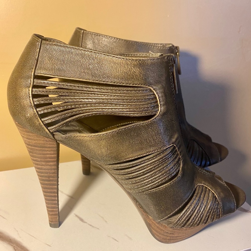 Aldo Metallic Green Heeled Bootie